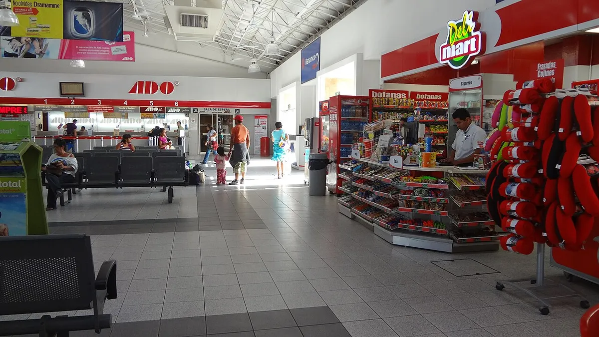 ADO bus station in Merida, a departure point for buses to Chichen Itza, Yucatan, Mexico