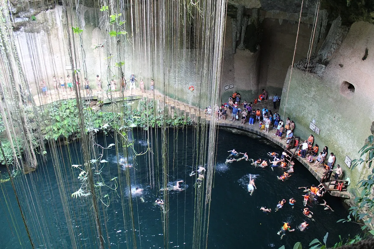 Cenote Ik Kil in midday light, a swim to pair with the best time to visit Chichen Itza, Yucatan, Mexico