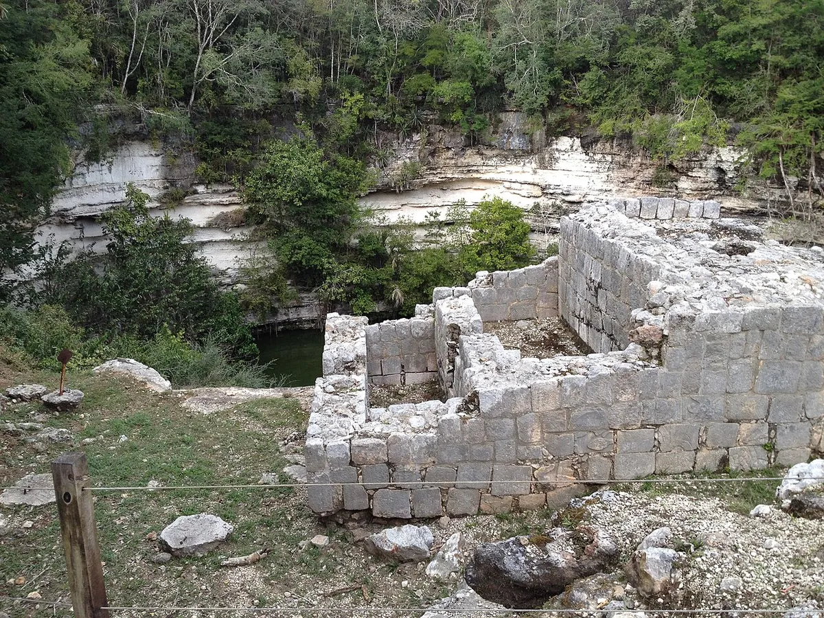 Sacred Cenote cliff edge seen on a self-guided Chichen Itza visit without a tour, Yucatan, Mexico